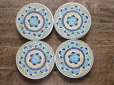 Blue Floral Mexican Tile Style Dolomite Absorbant Coasters Set Of 4 • $19.99