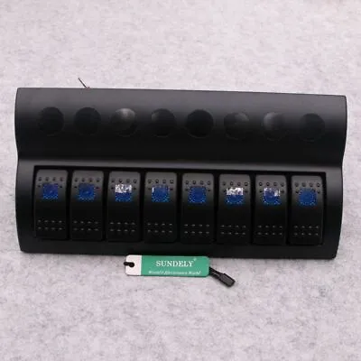 $41.76 • Buy 8 Gang BLUE LED Marine Boat Waterproof Rocker Switch Panel Circuit Breaker 12V