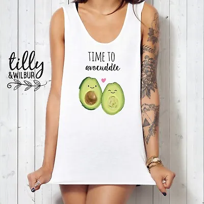 Time To Avocuddle Women's Singlet For Avocado Lovers Vegan Gift Vegetarian • $29.95