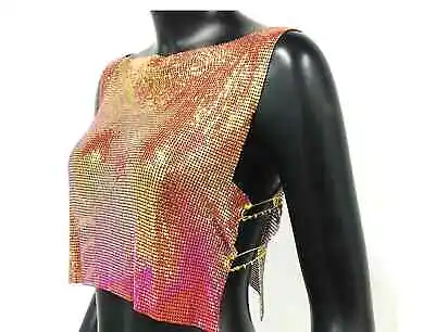 Red Mermaid Top Metal Top Green Fairy Crop Top Green Chainmail Top Gold Sequin • £58.87