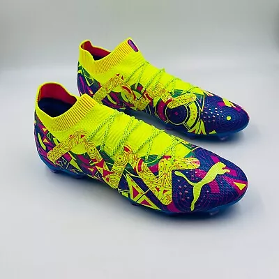 Puma Future Ultimate Energy FG Yellow Blue Soccer Cleats 107546 01 Mens 11 • $79.99