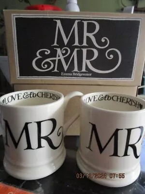NIB EMMA BRIDGEWATER Toast & Marmalade Groom & Groom MR & MR Wedding Vow MUGS • $9.95