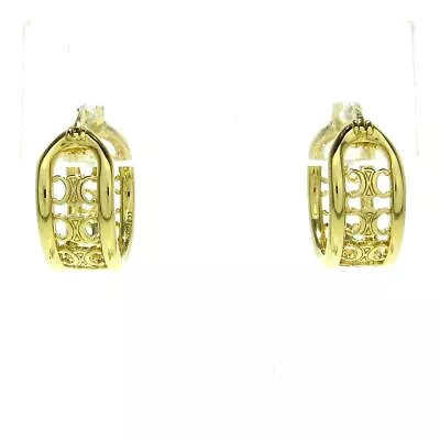 Auth CELINE Triomphe  Multi Hoop 46V186BRA Gold Hardware - Earrings • $496