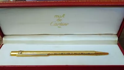 Vintage Must De Cartier Quadrille Gold Plated Ballpoint Pen VGC • $249.75