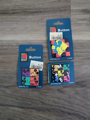 3 Vintage Mickey Button Pins All On Cards  • $6.99