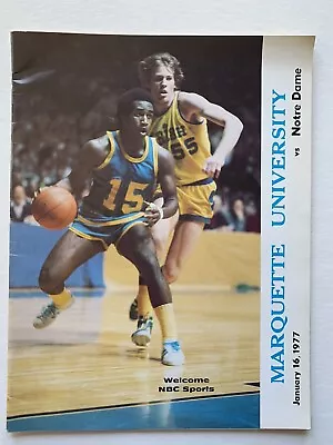 1/16/1977 Al McGuire's NCAA Champion Marquette Warriors Vs Notre Dame Program. • $19.99