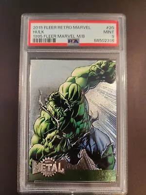 2015 Fleer Retro Marvel 1995 Metal Blaster #20 Hulk PSA 9 NONE HIGHER • $22