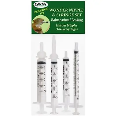 Exotic Nutrition Wonder Nipple & Syringe Set Expanded - Baby Animal Nursing Set • $13.99