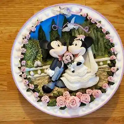 Disney 3D Collectible Plate Wedding Mickey And Minnie As Bride And Groom • $39.99