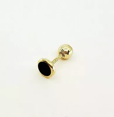 14k Solid Gold Mini Black Circle Stud Earring Piercing Earring Daily Earring • $81
