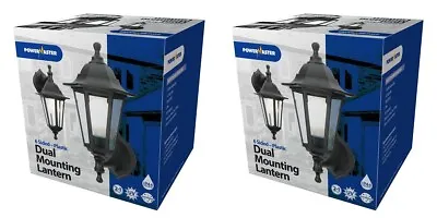 2x Powermaster Outdoor 6 Sided Dual Mounting Wall Lantern Security Light - Black • £19.95