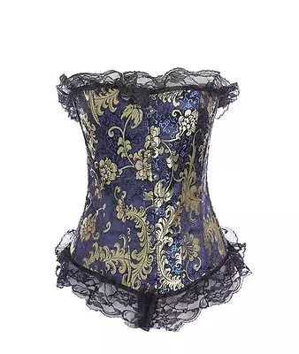 Brocade Buckle Burlesque Corset/Basque P.V.C. Trim & Tartan Lining 3 Colours NEW • £7.99