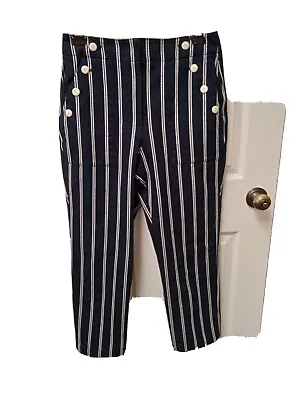 J. Crew Navy Blue White Striped Sailor Pants 8 Re-Imagined • $15.93