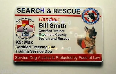 $26.95 • Buy Holographic Search And Rescue Service Dog Id Badge Custom Card Working Dog 25
