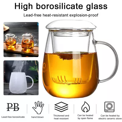 550ml Chinese Style Tea Mug With Lid Filter Transparent Drinkware Coffee Tea Cup • $16.14