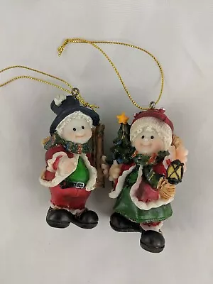 Santa And Mrs Claus Snowman Christmas Ornaments 3.5 Inch • $8.96