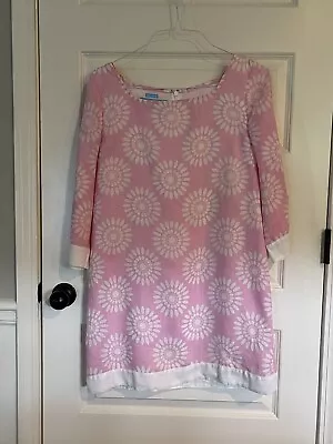 ISLAND COMPANY Women’s 100% Linen Pink White Floral Shift  Chica Dress  Lined • $20