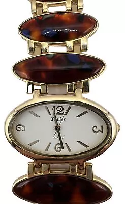 Xavier Quartz Wristwatch Bracelet Gold Tone Faux Tortoise Shell Stainless Steel • $39.97