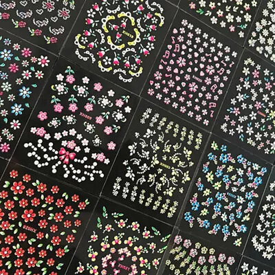 50 3D Sheet Flower Decal Transfer Manicure Nail Art Stickers Tips Decoration DIY • $4.02