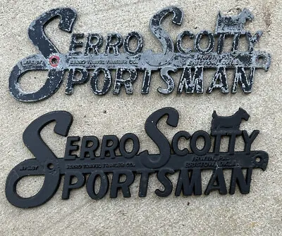$66.50 • Buy Vintage Metal Serro Scotty Sportsman Name Plate Emblem Badge Camper Trailer (2)