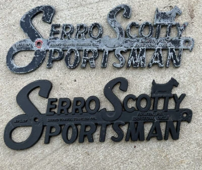 Vintage Metal Serro Scotty Sportsman Name Plate Emblem Badge Camper Trailer (2) • $42.75