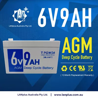 New 6V 9AH AGM Lead Acid Battery Same Size As 6V 7Ah For UPS APC Alarm Toy Car • $31.99