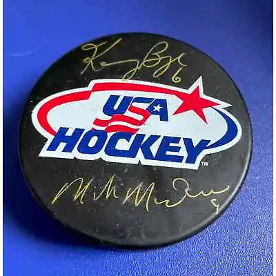 USA OLYMPIC HOCKEY 🇺🇸 Mike Modano & Karen Bye Signed Puck • $45