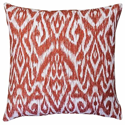 Textured Linen Blend Abstract Ikat Cushion In Bright Red. 23x23  XL Square • £29.99