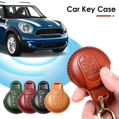 Imported Cow Leather Car Key Case Cover For BMW MINI COOPER S ONE Shell Keychain • $12.81