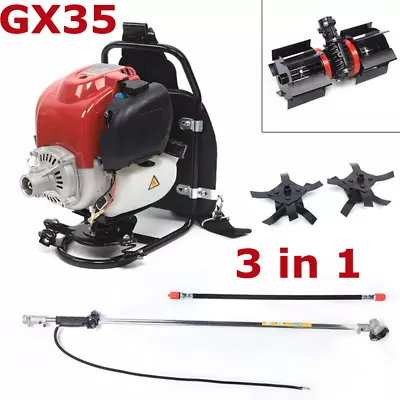 3 In 1 35.4CC 4 Stroke Backpack Gas Garden Brush Cutter Grass Trimmer Lawn Mower • $159.60