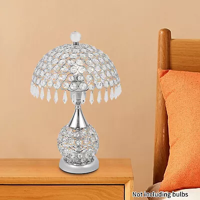 30W Crystal Table Lamp Silver Desk Light Decor For Living Bedroom Bedside Study • $58.90