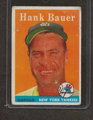 1958 Topps #9 Hank Bauer New York Yankees Fair • $3.95