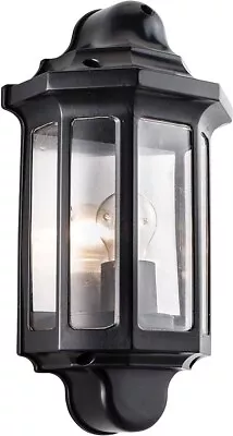 Saxby Black Outdoor Security Lights - External Wall Light - Half Lantern Garden • £16.99