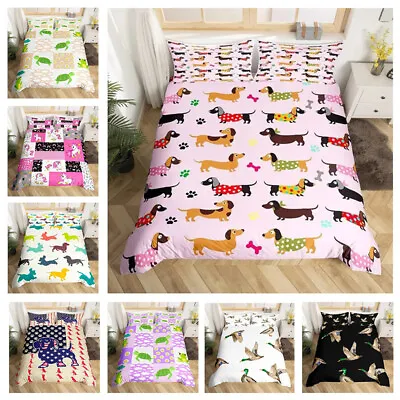 3Pcs Quilt Cover Dachshund Bedding Sets 2 Pillowcases All AU Size Soft • $14.89