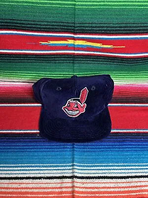 Vintage Cleveland Indians Chief Wahoo Twins Corduroy Snapback Hat Cap • $71.25
