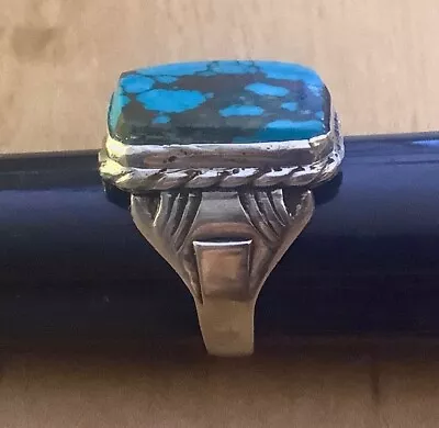 VINTAGE Old Pawn Navajo Sterling Silver Turquoise Ring Size 10.5 NATIVE AMERICAN • $115