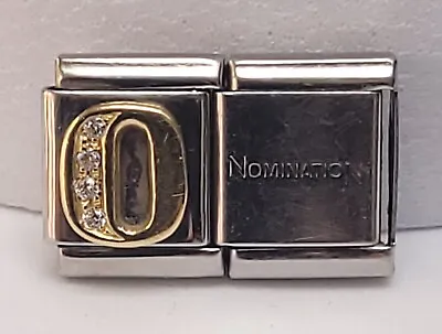 Genuine NOMINATION Big Link Steel  18 CT Gold CZ Letter Initial O Bracelet Charm • £14.99