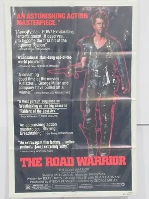 The Road Warrior Original 1 Sheet Movie Poster 27x41 Mel Gibson 1982 • $100