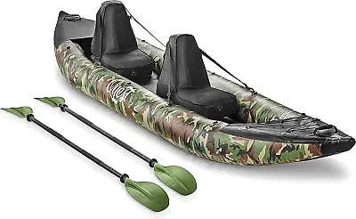 Inflatable Kayak WOars & Pump Repair Kit Incl 2 Person Light Weight Camo • $874.84