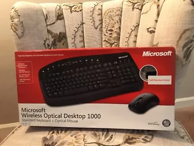 Microsoft Wireless Optical Desktop 1000 Spill Resistant SEALED NEVER OPENED! • $145