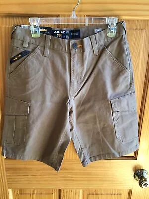 ARIAT Rebar DuraStretch Made Tough Cargo Shorts Field Khaki Men's Sz30 NEW W/Tag • $19.99