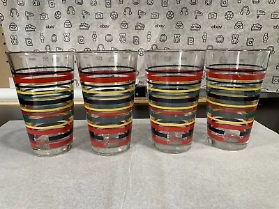 $29.99 • Buy Set Of 4 Libbey Fiestaware Fiesta Striped Drinking Glasses Tumblers