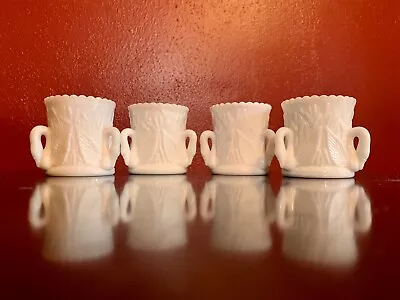 4 Vintage Westmoreland Milk Glass Swan Handle Cup Toothpick Holder • $30