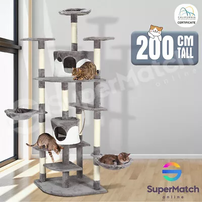 Petscene Large Cat Scratching Post Tree Home 8-Levels Cat Tower W/ Perches 200cm • $149.79