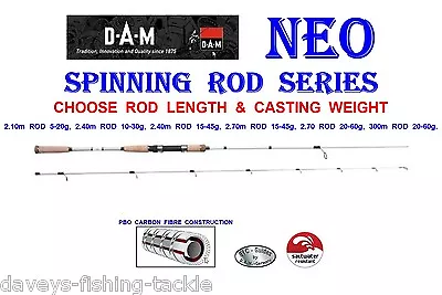 £74.99 • Buy HIGH SPEC DAM NEO 2pc SPINNING ROD PBO CARBON SEA COARSE FISHING UL LRF FINESSE