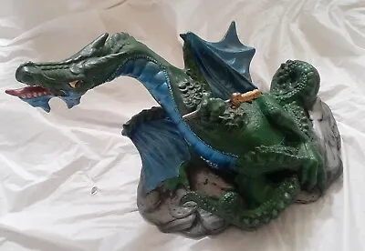 Dragon Green Blue Dagger Ceramic Statue • $18