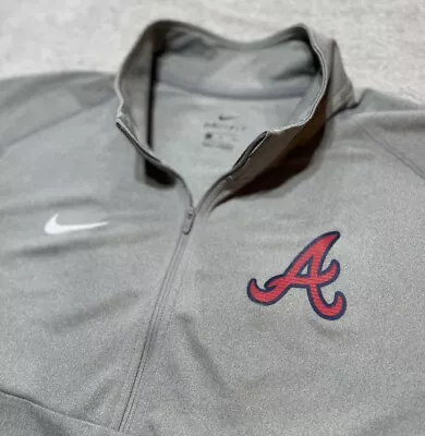 Atlanta Braves 1/4 Zip Men XL Gray Nike Dri Fit Pullover MLB • $24.99