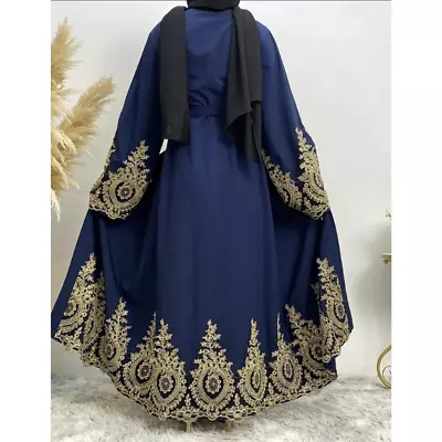 Dubai Open Abaya Muslim Women Maxi Dress Kaftan Jilbab Robe Islamic Eid Party  • £34.99