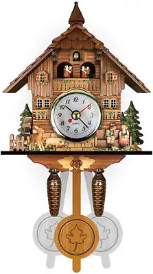 Vintage Clock Cuckoo Wall Clock Swing Coo Coo Vintage Clock Wooden Hanging C... • $46.99