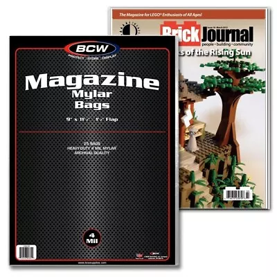 BCW Archival Magazine Bags Mylar Polyester 25 Sleeves 4 Mil Long Term Storage • $44.90